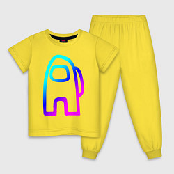 Пижама хлопковая детская AMONG US - NEON, цвет: желтый