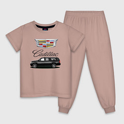 Пижама хлопковая детская Cadillac, цвет: пыльно-розовый