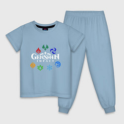 Пижама хлопковая детская GENSHIN IMPACT, цвет: мягкое небо