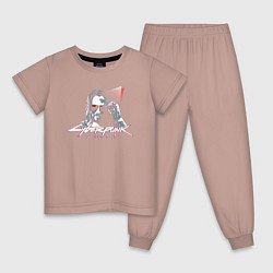 Пижама хлопковая детская Cyberpunk 2077, цвет: пыльно-розовый