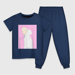 Пижама хлопковая детская Сайтама One Punch Man, цвет: тёмно-синий