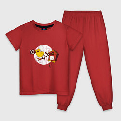 Пижама хлопковая детская Кукушка с биноклем, цвет: красный