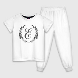 Пижама хлопковая детская Монограмма с буквой Е, цвет: белый
