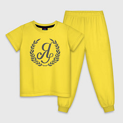 Пижама хлопковая детская Монограмма с буквой Я, цвет: желтый