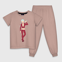 Пижама хлопковая детская Бан минимализм, цвет: пыльно-розовый