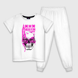 Пижама хлопковая детская Skull Hooligan, цвет: белый