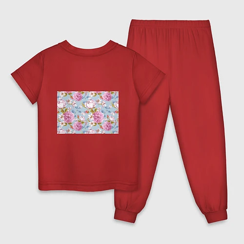Детская пижама Цветы / Красный – фото 2