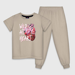 Пижама хлопковая детская Wild at heart, цвет: миндальный