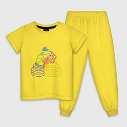 Пижама хлопковая детская Пищевая пирамида сладкая, цвет: желтый