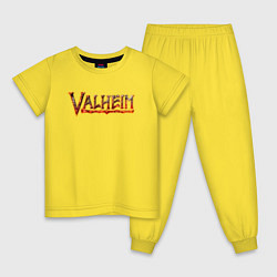 Пижама хлопковая детская Valheim огненный лого, цвет: желтый