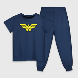 Пижама хлопковая детская Wonder Woman 8 bit, цвет: тёмно-синий