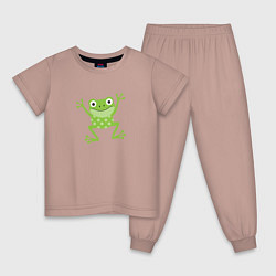 Пижама хлопковая детская Лягушка, цвет: пыльно-розовый
