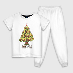 Пижама хлопковая детская Avocado Christmas Tree, цвет: белый