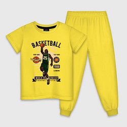 Пижама хлопковая детская Чемпионы по баскетболу, цвет: желтый