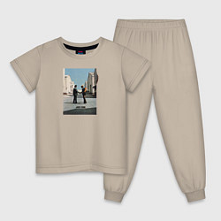 Пижама хлопковая детская Pink Floyd, цвет: миндальный