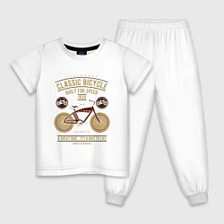 Пижама хлопковая детская Классический велосипед, цвет: белый