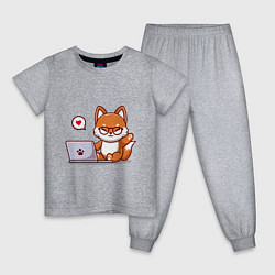 Пижама хлопковая детская Cute fox and laptop, цвет: меланж