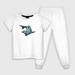 Пижама хлопковая детская SHARK, цвет: белый