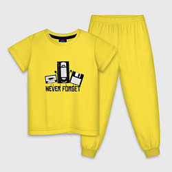 Пижама хлопковая детская Never Forget Эпоха VHS, цвет: желтый