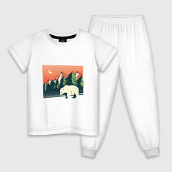 Детская пижама Белый медведь пейзаж с горами