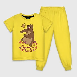 Пижама хлопковая детская Весенний медведь, цвет: желтый