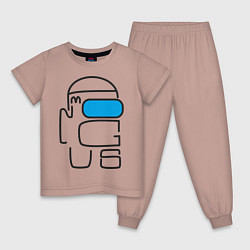 Пижама хлопковая детская АМОНГ АС ШРИФТ AMONG US TYPE, цвет: пыльно-розовый