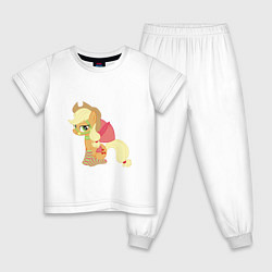 Пижама хлопковая детская Эплджек, цвет: белый