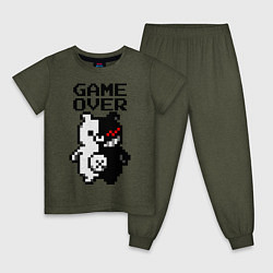 Пижама хлопковая детская MONOKUMA GAME OVER, цвет: меланж-хаки
