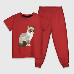Пижама хлопковая детская Grumpy Cat, цвет: красный