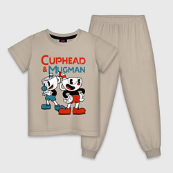 Пижама хлопковая детская Cuphead & Mugman, цвет: миндальный