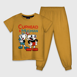 Пижама хлопковая детская Cuphead & Mugman, цвет: горчичный