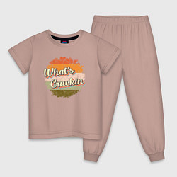 Пижама хлопковая детская Чё почём? Whats Crackin?, цвет: пыльно-розовый