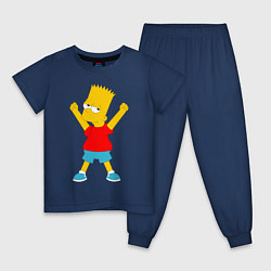 Пижама хлопковая детская Барт Симпсон, цвет: тёмно-синий