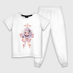 Пижама хлопковая детская Недовольная Паймон, цвет: белый