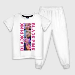 Пижама хлопковая детская BLACKPINK Neon, цвет: белый