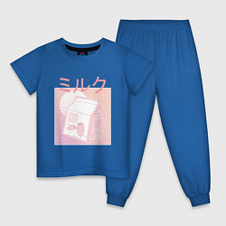 Пижама хлопковая детская Vaporwave Strawberry Milk, цвет: синий