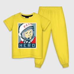 Пижама хлопковая детская Юрий Гагарин - HERO, цвет: желтый