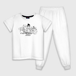 Пижама хлопковая детская МОБ ПСИХО 100, цвет: белый