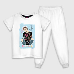 Пижама хлопковая детская BTS Jimin Чимин, цвет: белый