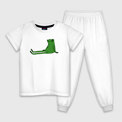 Пижама хлопковая детская Лягушка приуныла, цвет: белый