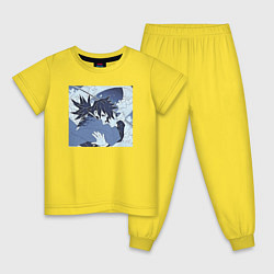 Пижама хлопковая детская Гию Томиока Demon Slayer, цвет: желтый