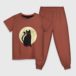 Пижама хлопковая детская Moon Cat, цвет: кирпичный