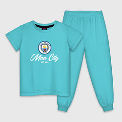 Пижама хлопковая детская MAN CITY EST 1894, цвет: бирюзовый