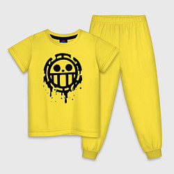 Пижама хлопковая детская One Piece знак черной краской, цвет: желтый