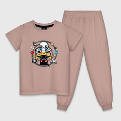 Пижама хлопковая детская THE BINDING OF ISAAC WHO AM I, цвет: пыльно-розовый