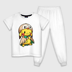 Пижама хлопковая детская Пикачу - совенок, цвет: белый