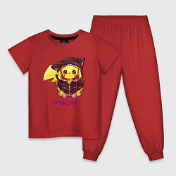 Пижама хлопковая детская Пикачу в костюме, цвет: красный