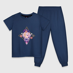 Пижама хлопковая детская Милашка Ци Ци, цвет: тёмно-синий