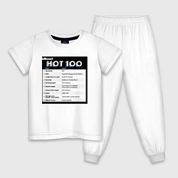 Пижама хлопковая детская BTS DYNAMITE BILLBOARD HOT-100, цвет: белый