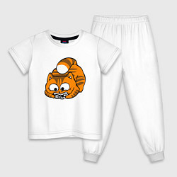 Пижама хлопковая детская Gamer cat, цвет: белый